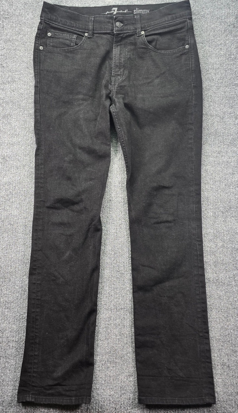7 For All Mankind Slimmy Jeans Mens 32 32x32 Rinse Black Dark Wash Denim Slim